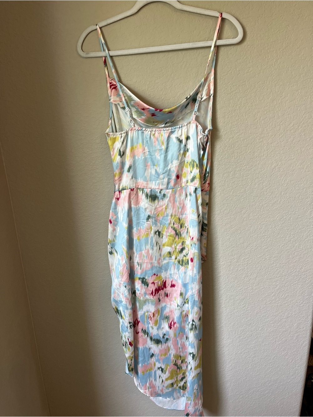 Cider Watercolor Floral Satin Slip Dress Medium Ruched Cowl Neck Party Wedding - Picture 5 of 5